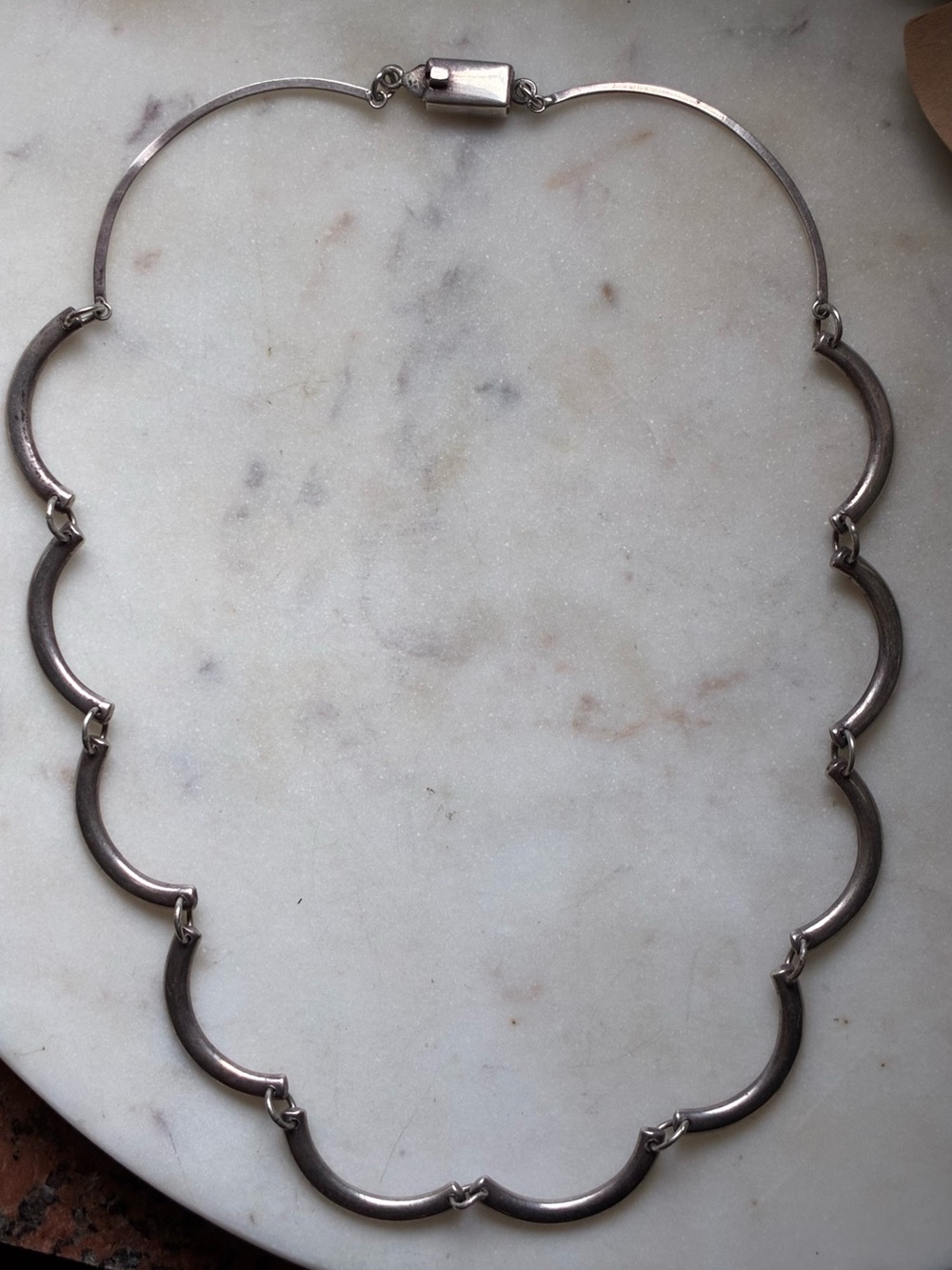 Taxco Sterling Silver Scalloped Link Necklace